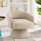Fauteuil pivotant moderne en forme de tonneau, chaises d'appoint rondes rembourrées en velours, fauteuil pivotant confortable à 360 degrés avec dossier ouvert