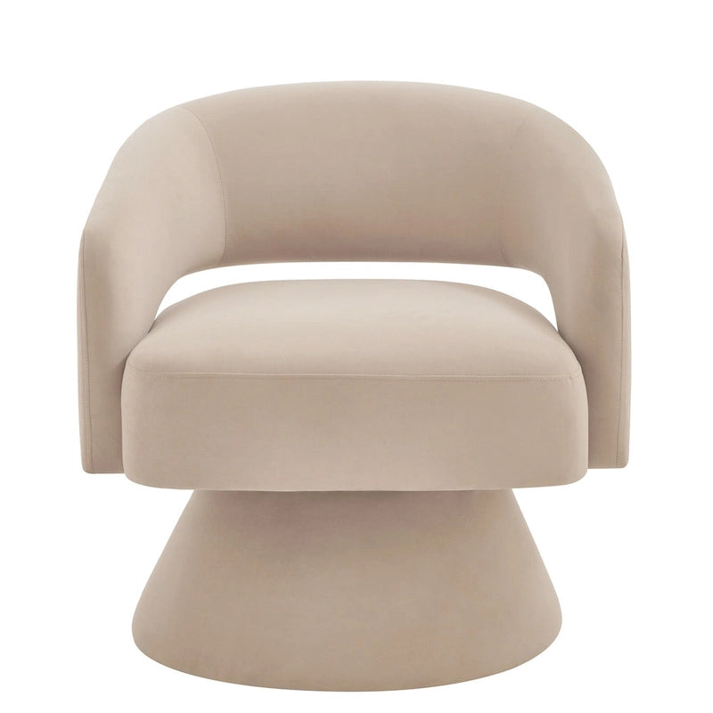 Fauteuil pivotant moderne en forme de tonneau, chaises d'appoint rondes rembourrées en velours, fauteuil pivotant confortable à 360 degrés avec dossier ouvert