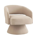 Fauteuil pivotant moderne en forme de tonneau, chaises d'appoint rondes rembourrées en velours, fauteuil pivotant confortable à 360 degrés avec dossier ouvert