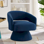 Fauteuil pivotant moderne en forme de tonneau, chaises d'appoint rondes rembourrées en velours, fauteuil pivotant confortable à 360 degrés avec dossier ouvert