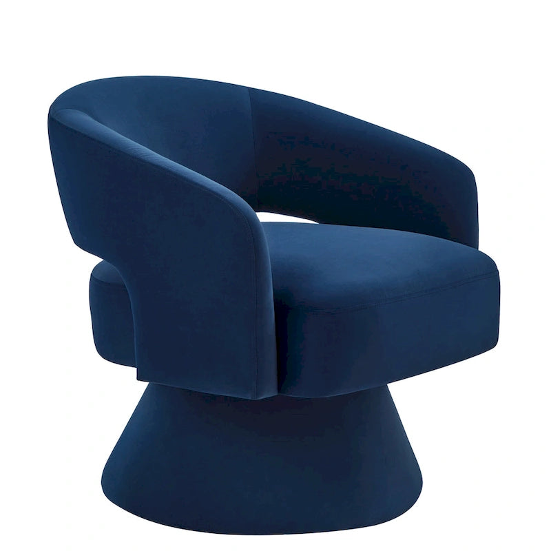 Fauteuil pivotant moderne en forme de tonneau, chaises d'appoint rondes rembourrées en velours, fauteuil pivotant confortable à 360 degrés avec dossier ouvert