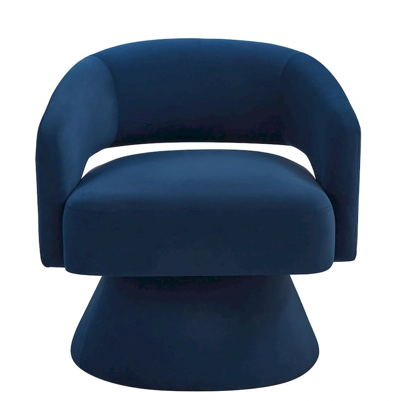 Fauteuil pivotant moderne en forme de tonneau, chaises d'appoint rondes rembourrées en velours, fauteuil pivotant confortable à 360 degrés avec dossier ouvert