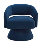 Fauteuil pivotant moderne en forme de tonneau, chaises d'appoint rondes rembourrées en velours, fauteuil pivotant confortable à 360 degrés avec dossier ouvert