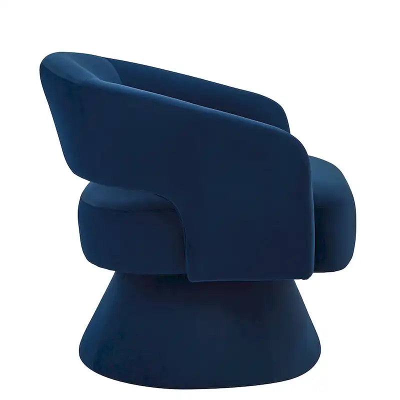 Fauteuil pivotant moderne en forme de tonneau, chaises d'appoint rondes rembourrées en velours, fauteuil pivotant confortable à 360 degrés avec dossier ouvert