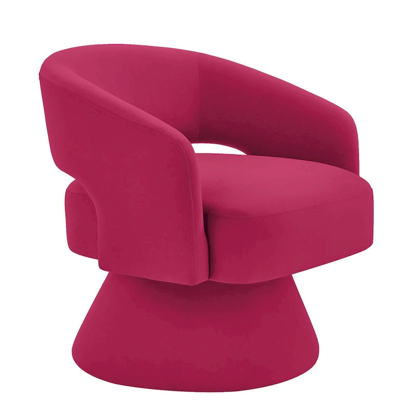 Fauteuil pivotant moderne en forme de tonneau, chaises d'appoint rondes rembourrées en velours, fauteuil pivotant confortable à 360 degrés avec dossier ouvert