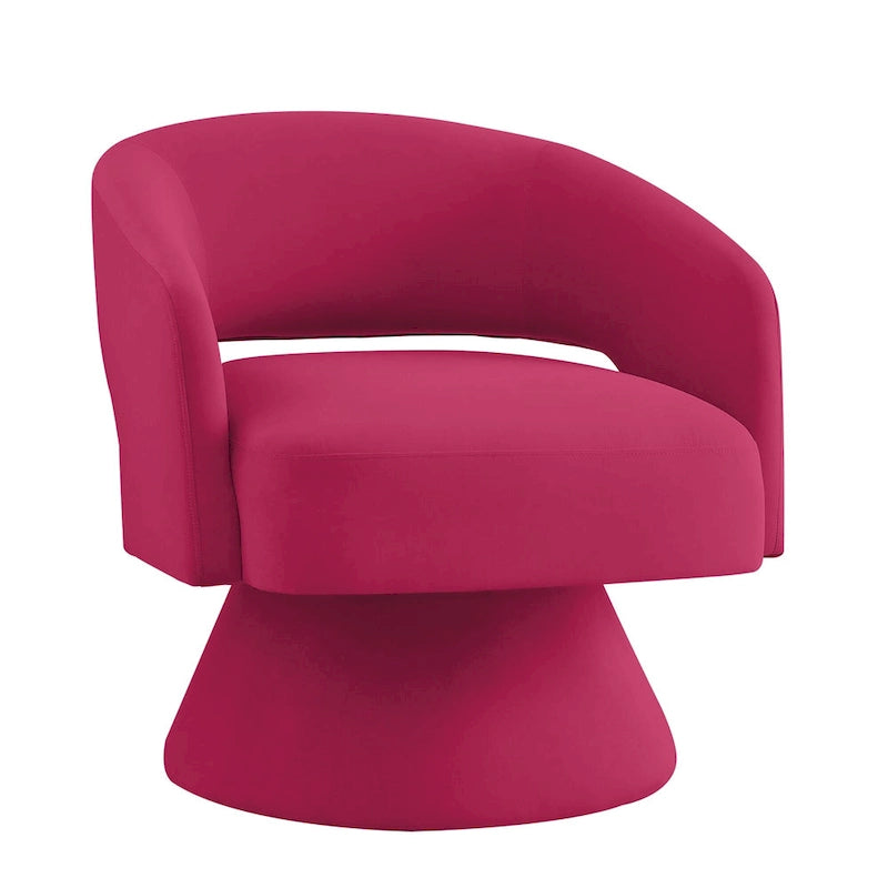 Fauteuil pivotant moderne en forme de tonneau, chaises d'appoint rondes rembourrées en velours, fauteuil pivotant confortable à 360 degrés avec dossier ouvert