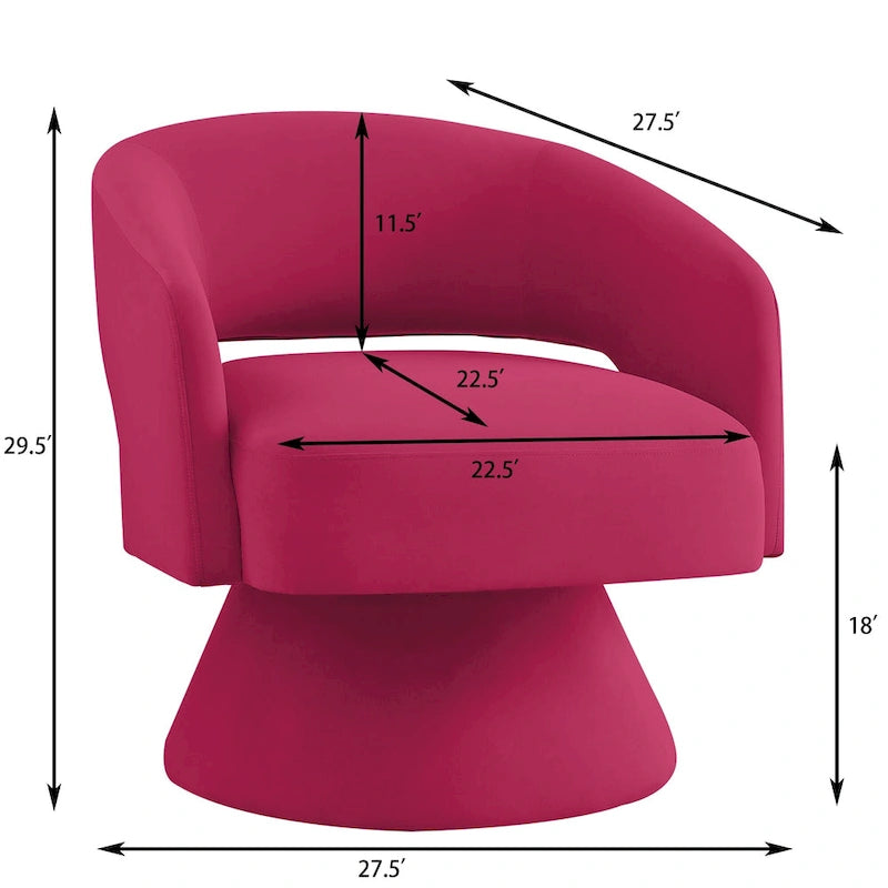 Fauteuil pivotant moderne en forme de tonneau, chaises d'appoint rondes rembourrées en velours, fauteuil pivotant confortable à 360 degrés avec dossier ouvert