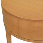 Table d'appoint de rangement ronde en rotin Cabana 18, bois de chêne marron naturel