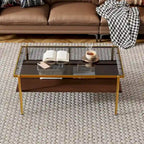 Ensemble de 3 tables basses et tables d'appoint, Table en verre trempé avec couche en MDF, Tables modernes pour salon, Verre gris