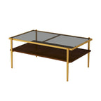 Ensemble de 3 tables basses et tables d'appoint, Table en verre trempé avec couche en MDF, Tables modernes pour salon, Verre gris