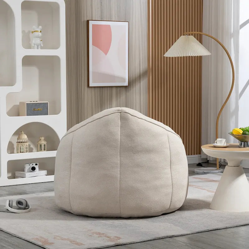 Fauteuil d'appoint moderne en microfibre avec pouf | Rembourrage en mousse | Beige | Intérieur | Léger