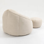 Fauteuil d'appoint moderne en microfibre avec pouf | Rembourrage en mousse | Beige | Intérieur | Léger