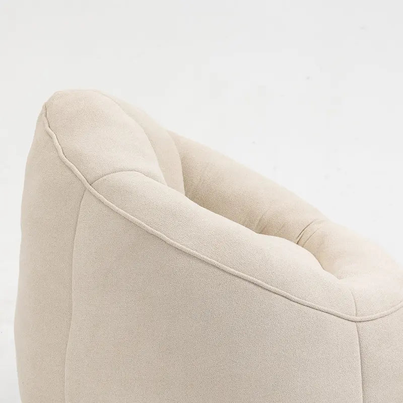 Fauteuil d'appoint moderne en microfibre avec pouf | Rembourrage en mousse | Beige | Intérieur | Léger