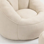 Fauteuil d'appoint moderne en microfibre avec pouf | Rembourrage en mousse | Beige | Intérieur | Léger