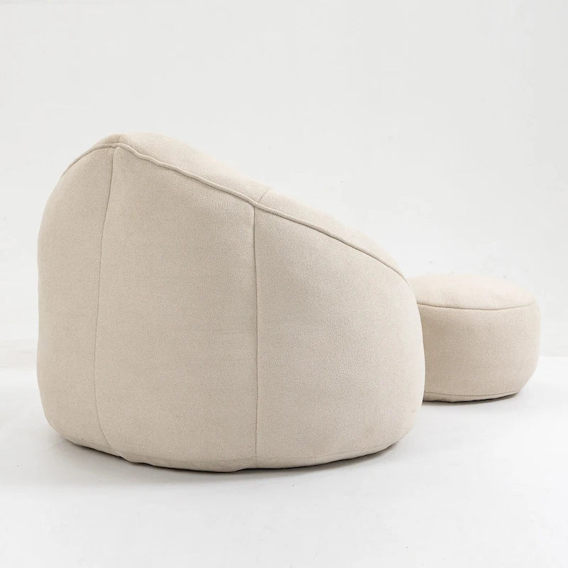 Fauteuil d'appoint moderne en microfibre avec pouf | Rembourrage en mousse | Beige | Intérieur | Léger
