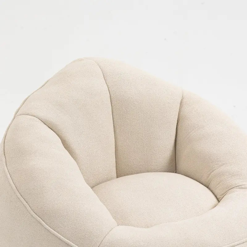 Fauteuil d'appoint moderne en microfibre avec pouf | Rembourrage en mousse | Beige | Intérieur | Léger
