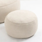 Fauteuil d'appoint moderne en microfibre avec pouf | Rembourrage en mousse | Beige | Intérieur | Léger