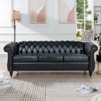 Canapé Chesterfield 3 places moderne du milieu du siècle, 84 po, cuir PU, pieds en bouleau, 300 kg