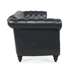 Canapé Chesterfield 3 places moderne du milieu du siècle, 84 po, cuir PU, pieds en bouleau, 300 kg