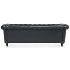 Canapé Chesterfield 3 places moderne du milieu du siècle, 84 po, cuir PU, pieds en bouleau, 300 kg