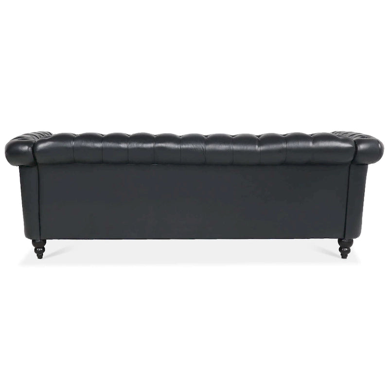 Canapé Chesterfield 3 places moderne du milieu du siècle, 84 po, cuir PU, pieds en bouleau, 300 kg