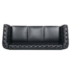 Canapé Chesterfield 3 places moderne du milieu du siècle, 84 po, cuir PU, pieds en bouleau, 300 kg