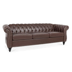 Canapé Chesterfield 3 places moderne du milieu du siècle, 84 po, cuir PU, pieds en bouleau, 300 kg