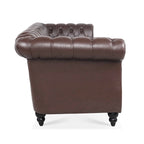 Canapé Chesterfield 3 places moderne du milieu du siècle, 84 po, cuir PU, pieds en bouleau, 300 kg