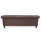 Canapé Chesterfield 3 places moderne du milieu du siècle, 84 po, cuir PU, pieds en bouleau, 300 kg