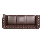 Canapé Chesterfield 3 places moderne du milieu du siècle, 84 po, cuir PU, pieds en bouleau, 300 kg