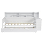 Lit de repos jumeau avec lit gigogne, bureau et étagères de rangement | Pin et MDF | 158 kg | Naturel