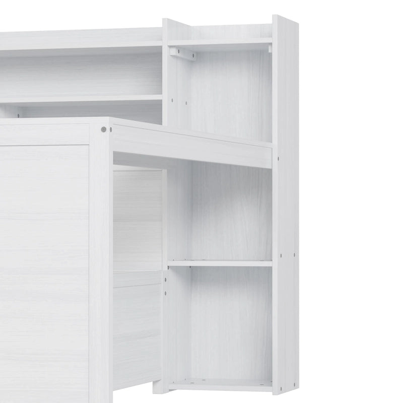 Lit de repos jumeau avec lit gigogne, bureau et étagères de rangement | Pin et MDF | 158 kg | Naturel