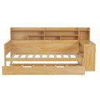 Lit de repos jumeau avec lit gigogne, bureau et étagères de rangement | Pin et MDF | 158 kg | Naturel