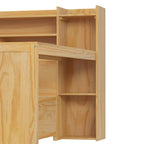 Lit de repos jumeau avec lit gigogne, bureau et étagères de rangement | Pin et MDF | 158 kg | Naturel