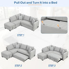 Canapé d'angle convertible en L, canapé inclinable avec 2 ports USB, 2 prises de courant et pouf de rangement mobile