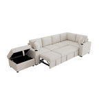 Canapé d'angle convertible en L, canapé inclinable avec 2 ports USB, 2 prises de courant et pouf de rangement mobile