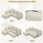 Canapé d'angle convertible en L, canapé inclinable avec 2 ports USB, 2 prises de courant et pouf de rangement mobile