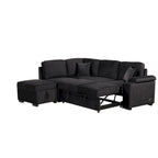 Canapé d'angle convertible en L, canapé inclinable avec 2 ports USB, 2 prises de courant et pouf de rangement mobile