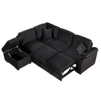 Canapé d'angle convertible en L, canapé inclinable avec 2 ports USB, 2 prises de courant et pouf de rangement mobile