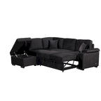 Canapé d'angle convertible en L, canapé inclinable avec 2 ports USB, 2 prises de courant et pouf de rangement mobile