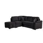 Canapé d'angle convertible en L, canapé inclinable avec 2 ports USB, 2 prises de courant et pouf de rangement mobile