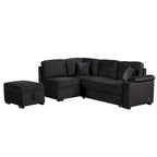Canapé d'angle convertible en L, canapé inclinable avec 2 ports USB, 2 prises de courant et pouf de rangement mobile