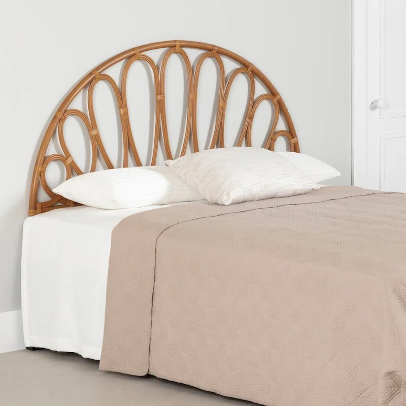 Tête de lit murale en rotin | Motif Pétales de fleurs | Fabriquée à la main, style bohème | Naturelle