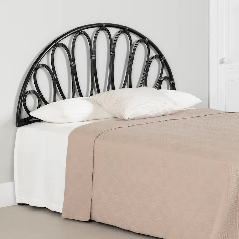 Tête de lit murale en rotin | Motif Pétales de fleurs | Fabriquée à la main, style bohème | Naturelle