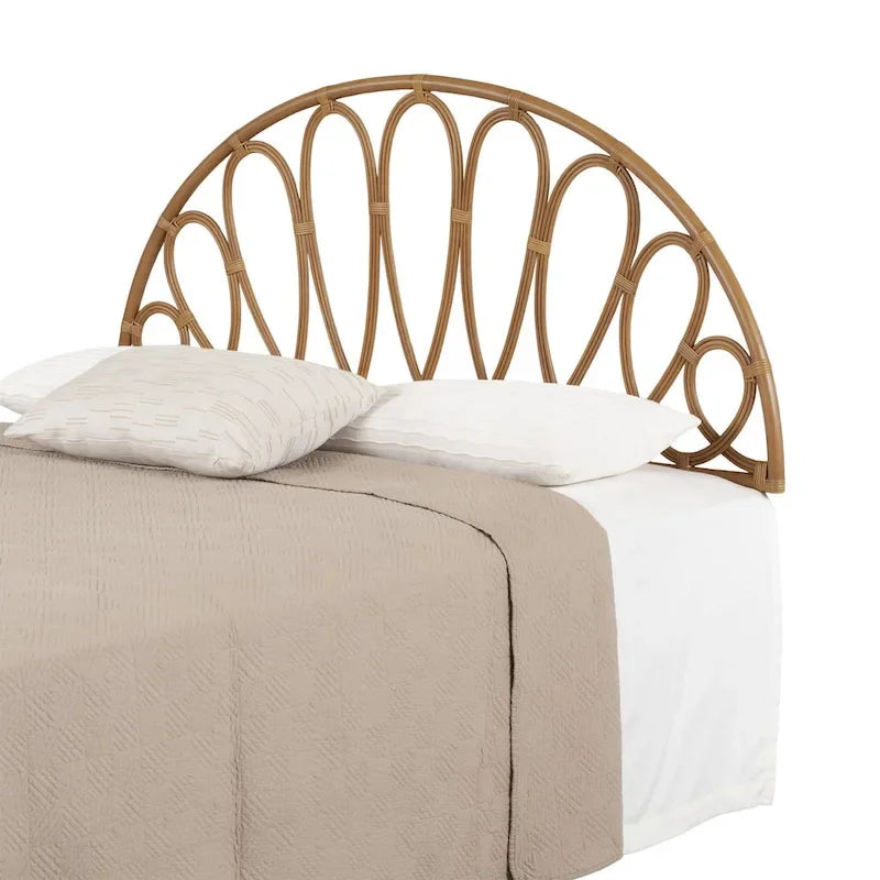 Tête de lit murale en rotin | Motif Pétales de fleurs | Fabriquée à la main, style bohème | Naturelle