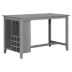 Ensemble de salle à manger multifonctionnel à hauteur de comptoir, table de bar de cuisine avec 9 compartiments à vin et porte-verres à vin pour la cuisine