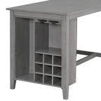 Ensemble de salle à manger multifonctionnel à hauteur de comptoir, table de bar de cuisine avec 9 compartiments à vin et porte-verres à vin pour la cuisine