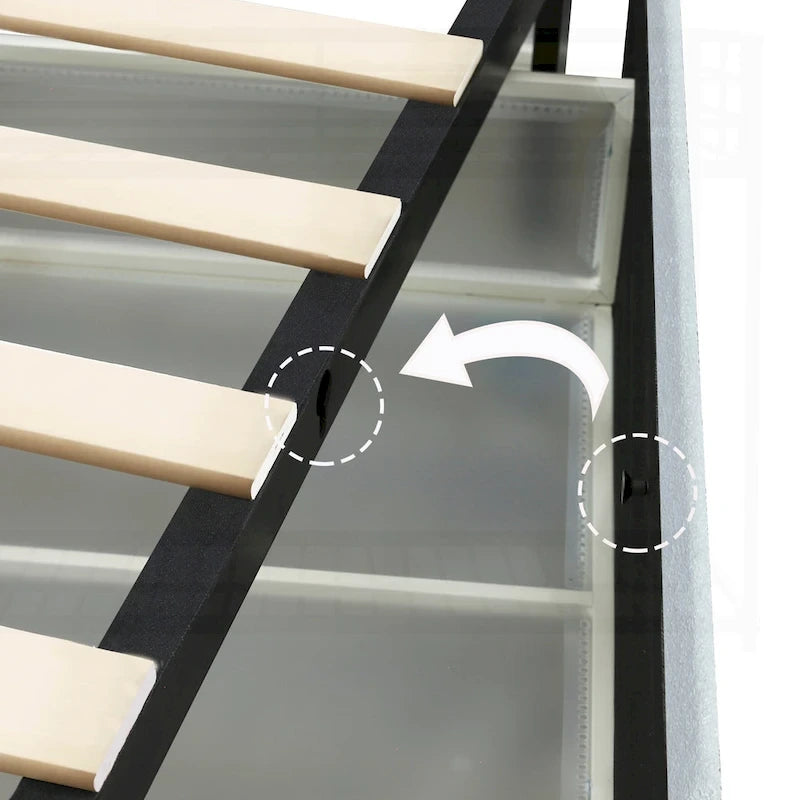 Lit plateforme capitonné de luxe avec deux tiroirs de rangement pour un confort ultime