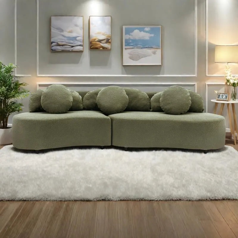 Canapé sans accoudoirs en velours d'agneau 103,5 avec 6 oreillers et design flottant
