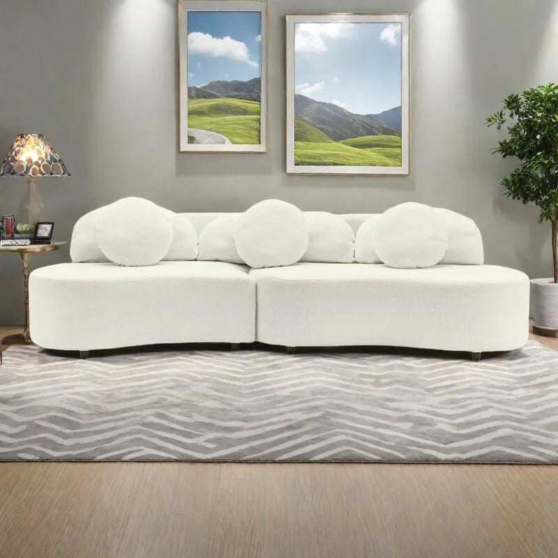 Canapé sans accoudoirs en velours d'agneau 103,5 avec 6 oreillers et design flottant
